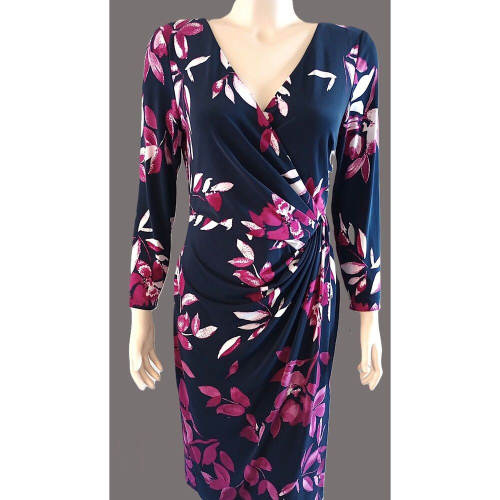 Lauren Ralph Lauren Floral Jersey Wrap Midi Dress size 6